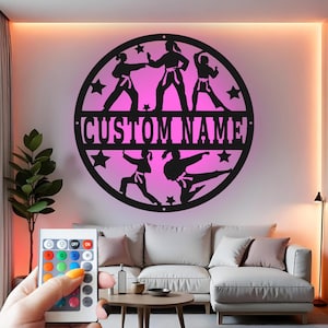 Martial Arts Custom Sign Metal Wall Decor With Led Light , Karate Decor, Taekwondo Gift for Martial Artist Dojo Gym