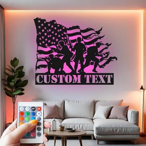 Aangepaste militaire metalen muurkunst: decor Amerikaanse vlag met RGB-led