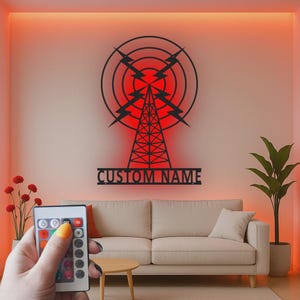 Custom Radio Tower LED Metal Sign | Vintage Broadcasting Art, Ham Radio Gift image 6