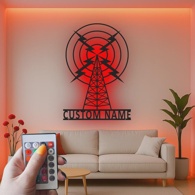 Custom Radio Tower LED Metal Sign | Vintage Broadcasting Art, Ham Radio Gift image 6