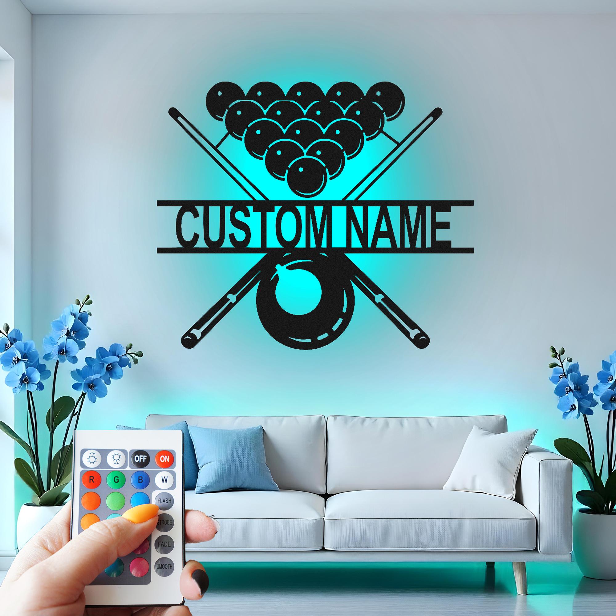 Custom LED Pool Table Metal Wall Art: Personalized Game Room Decor