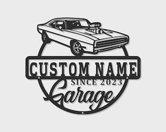 Custom Muscle Car Led Light Metal Wall Art Personalized Garage Gift for Him Man Cave Decor 1