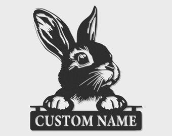 Letrero metálico LED personalizado con forma de conejo / Silueta de conejo personalizada para pared, decoración infantil