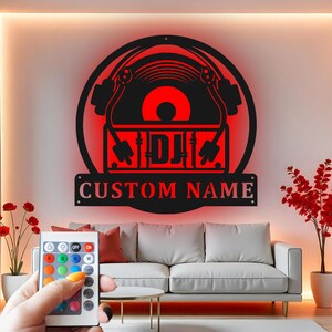 Custom DJ Led Light Metal Wall Art: Personalized Music Decor