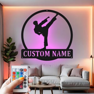 Karate Custom Sign Metal Wall Decor With Led Light , Martial Arts Decor, Gift for Martial Artist, Dojo Gym Wall Decor