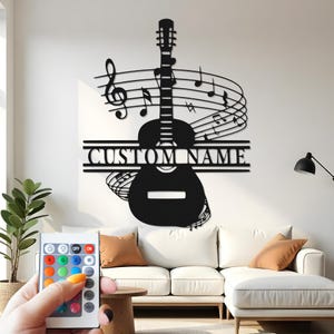 Custom Guitar Metal Wall Art with LED: Personalized Music Decor