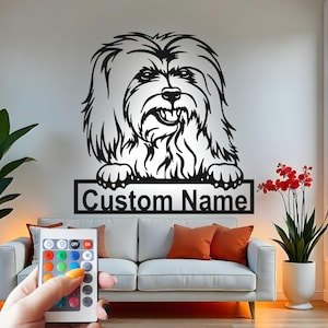 Custom Dog LED Metal Wall Art: Personalized Pet Name Sign