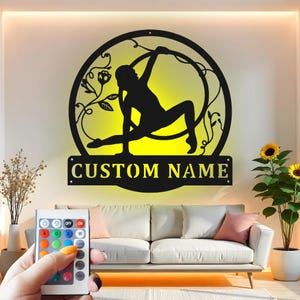 Custom Gymnastics LED Metal Wall Art: Personalized Gymnast Gift
