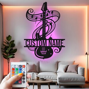 Custom Guitar Metal Wall Art: LED Music Decor