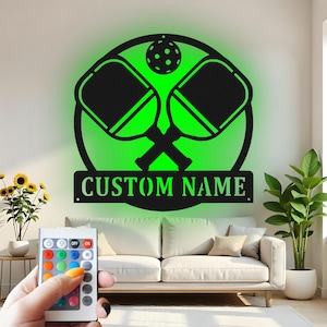 Custom Pickleball LED Metal Wall Art: Personalized Sport Decor