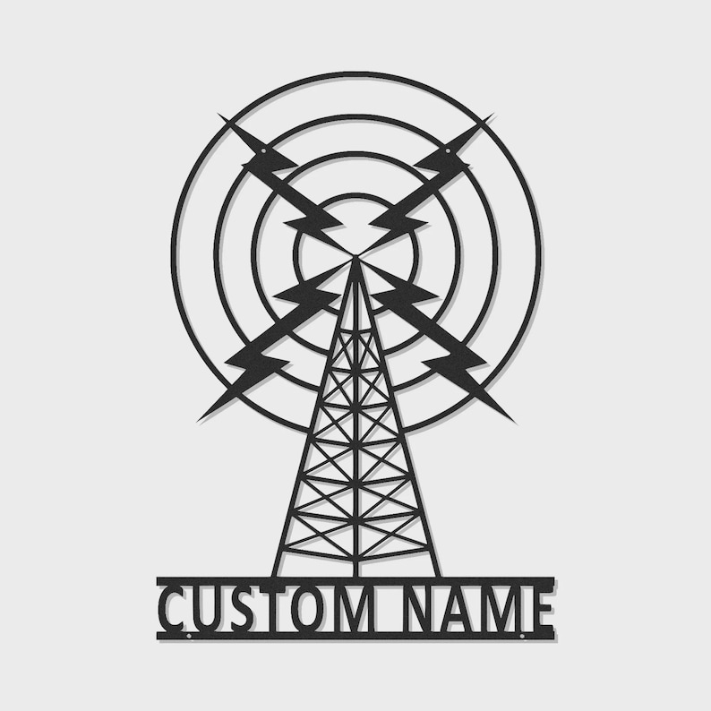 Custom Radio Tower LED Metal Sign | Vintage Broadcasting Art, Ham Radio Gift image 1