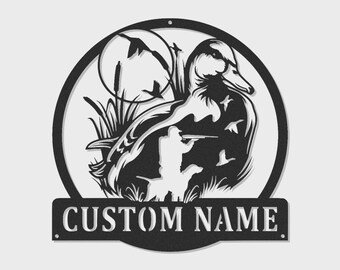 Custom Duck Hunting Metal Wall Art LED Lights – Personalized Hunter Gift, Man Cave Decor