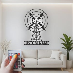 Custom Radio Tower LED Metal Sign | Vintage Broadcasting Art, Ham Radio Gift image 7