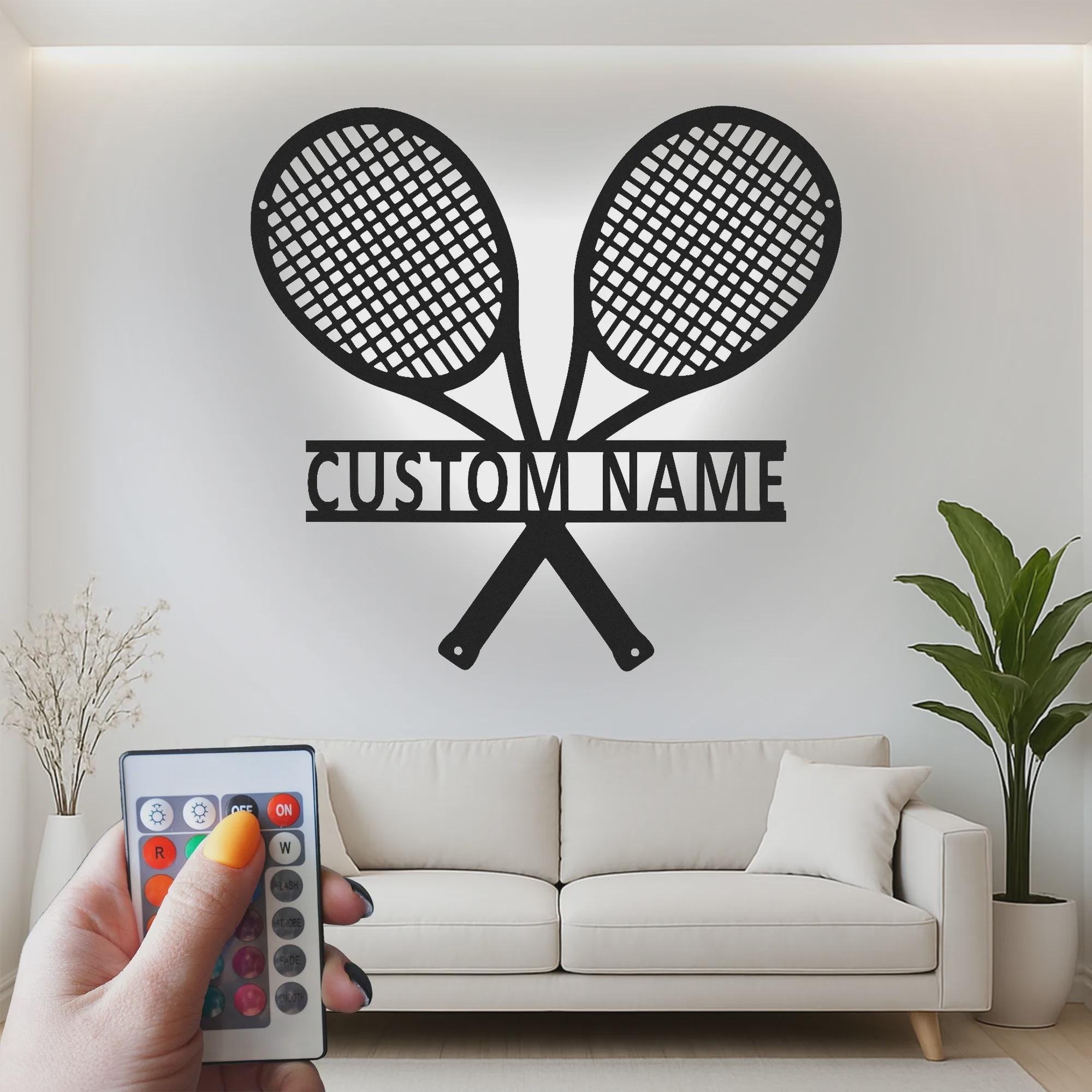 Custom Tennis Rackets Led Light Metal Wall Art Personalized Gift for ...