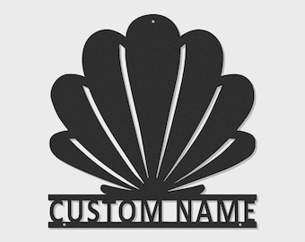 Scallop Shell Metal Wall Art | Personalized Beach House Decor | Nautical Name Sign with LED