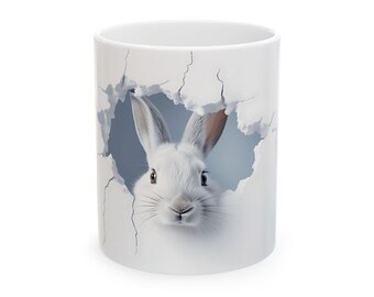 Taza de cerámica con forma de conejo: adorable taza de café con forma de conejito, regalo perfecto para amantes de los animales, adorable taza de té, encantadora decoración para el hogar y la oficina.