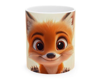 Tazas de cerámica con diseño de zorro | Taza de café, regalo para amantes de los animales, regalo de cumpleaños, diseño único de zorro, decoración acogedora para el hogar