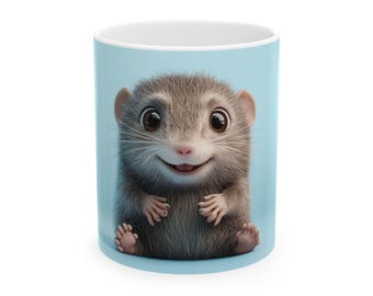 Tazas de cerámica con retratos adorables | Taza de café con animales adorables, regalo para amantes de la naturaleza, regalo de cumpleaños, decoración acogedora para el hogar, taza de té divertida