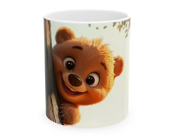 Tazas de cerámica con forma de oso | Divertidas tazas de café con animales, regalo para niños, amantes de la naturaleza, regalo de cumpleaños para amigos**