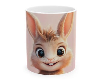 Adorables tazas de cerámica con forma de conejito | Bonito regalo de Pascua, tazas de café para amantes de los animales, decoración primaveral, regalo para niños, ¡disfruta con una sonrisa!