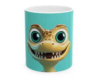 Tazas de cerámica con diseño de cocodrilo | Regalo único para amantes de los animales, taza de café original, decoración divertida para la cocina, ideal para cumpleaños y festividades