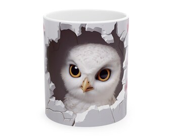 Taza de cerámica con diseño de búho, adorable taza de búho, taza de café única, regalo para amantes de los animales, artículos para beber inspirados en la naturaleza, perfecta para el hogar o la oficina.