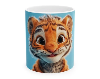 Tazas de cerámica con diseño de tigre | Regalo divertido para amantes de los animales, niños, cumpleaños, amantes del café y decoración del hogar
