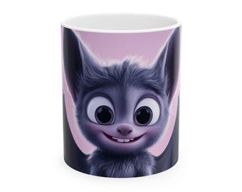 Tazas con personajes de murciélagos | Tazas de café con animales divertidos, adorables tazas de té, decoración de Halloween, regalo para amantes de los murciélagos, regalo de cumpleaños