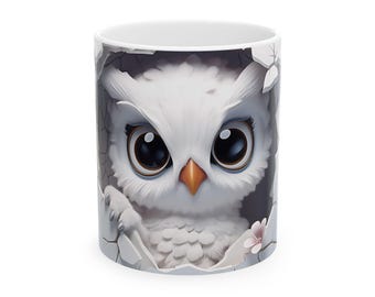 Bonita taza de cerámica de búho, regalo ideal para amantes de los animales, decoración única para el hogar, taza de café para amantes de la naturaleza, idea de regalo de Pascua.