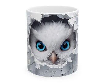 Taza de cerámica con diseño de búho encantador, regalo de animalito, taza única para inauguración de la casa, regalo de cumpleaños, taza de café para amantes de la naturaleza