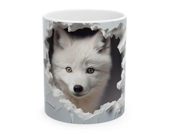 Taza de cerámica con diseño de lobo majestuoso (325 ml y 440 ml), ideal para amantes de los animales, decoración única de vida silvestre para el hogar, ideal para regalo de cumpleaños.