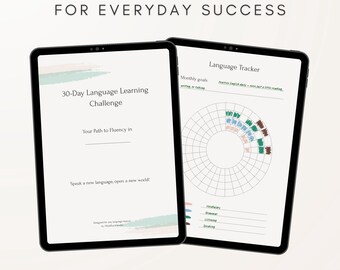Language Learning Planner PDF | Monthly Study Tracker A4 | Printable Language Study Journal