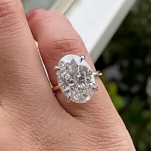 5.0 CT Oval Cut Moissanite Diamond Engagement Ring 14K Gold Hidden Halo Ring Gift For Her Anniversary Ring Oval Moissanite Engagement Ring