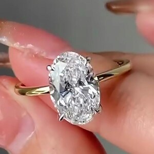 1.5 CT Oval Cut Moissanite Ring Moissanite Oval Engagement Ring Moissanite Hidden Halo Wedding Proposal Ring Engagement Ring for Women