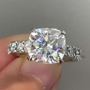 4.25 CT Cushion Cut Engagement Ring Hidden Halo Cushion Cut Wedding Ring Cathedral Set Cushion Ring Cushion Cut Solitaire Ring Bridal Ring