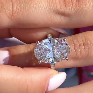 6.5 CT Oval Moissanite Engagement Ring 14k Solid Gold Ring Oval Cut Wedding Ring Oval Solitaire Ring Anniversary Gift Promise Ring For Women