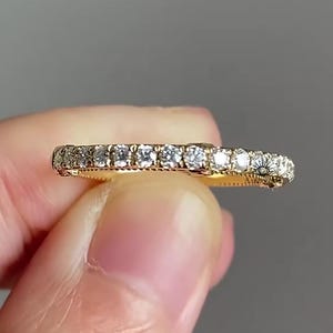 14K Gold Art Deco Wedding Band Solid Gold Moissanite Band Ring for Women Anniversary Band Vintage Style Band Milgrain Band Promise Band