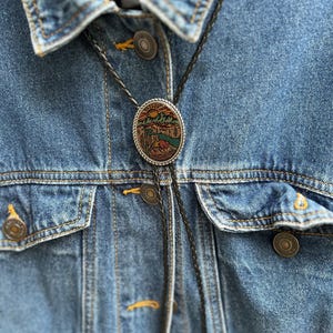 Desert Landscape Bolo Tie - Gifts for Him Cabochon Leather Cowboy Necktie Accessories Men&#39;s Necklace - Leather Cord Woven