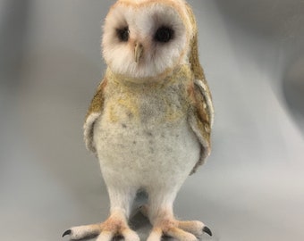 Barn owl sculpture, Toxidermy Faux birds,  Realistic Barn Owl,  Owl Home Decoration, Needle Felted Bidrd,  Gift For Birds Lovers, Felt art