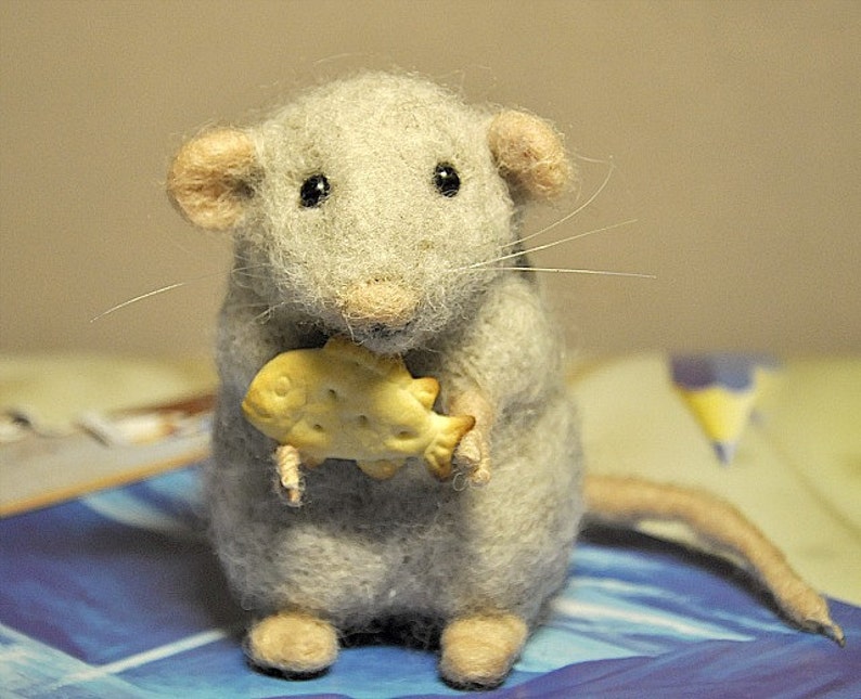 Grey Wool Mouse, Needlefelted Handmade Toy Gift Idea Ecofriendly