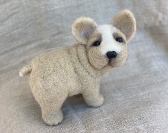 Needle felted French bulldog, Wool animal miniature, Extraordinary gift, Eco-friendly home decor, One of a kind, Handmade