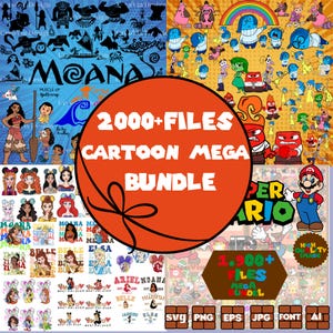 Disney Mega Bundle-Mario PNG, Disney Princess SVG, Inside Out png, Moana SVG, Cute Cartoon Art, Instant Download for Cricut, Printable Files