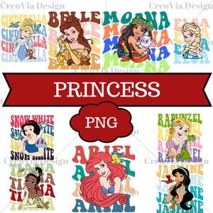 Princess Printable PNG Files, Moana PNG, Cinderella PNG, Princess Png, Princess Clipart,Disney Clipart, Family Vacation Svg,Princess Sticker