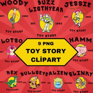 Toy Story Cliparts PNG Bundle, Toy Story PNG Cartoon Sublimation Cliparts, Toy Story Movie Themed Clip Arts Collection, Toy Story Party PNG
