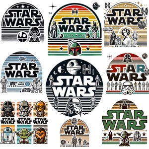 Starwars Png Bundle - Star Wars Png, Star Wars Sticker Clipart, Starwars Character Silhouettes Png, Printable Files, Digital Dowland