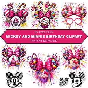 Mickey and Minnie PNG - Disney Party PNG, Cute Cartoon Mouse, Birthday Decorations, Digital Download, Printable Designs, Instant Dowland