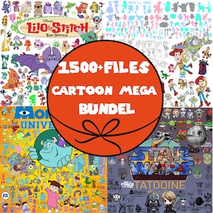 Cartoon Mega Bundle - Star Wars SVG, Monster Png, Lilo & Stitch PNG, Toy Story SVG, druckbare Dateien - Digital Dowland - Instant Download