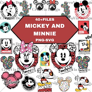 Mickey e Minnie 40+Arquivos Digitais - Mıckey PNG,Mınnıe SVG, Disney Clipart, Digital dowland, Disney Clipart,Sublimation Designs