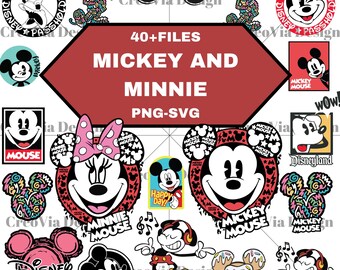 Mickey and Minnie 40+Digital Files - Mıckey PNG,Mınnıe SVG, Disney Clipart, Digital dowland, Disney Clipart,Sublimation Designs