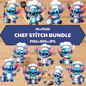 30+Chef Stitch Clipart- Stitch PNG , Mothers Day PNG, Cute Disney Clipart,Stitch SVG, Digital Download,  Cricut Sublimation,Disney Printable